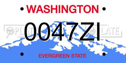 0047ZI Washington License Plate