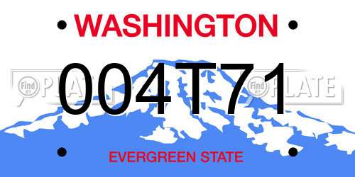 004T71 Washington License Plate