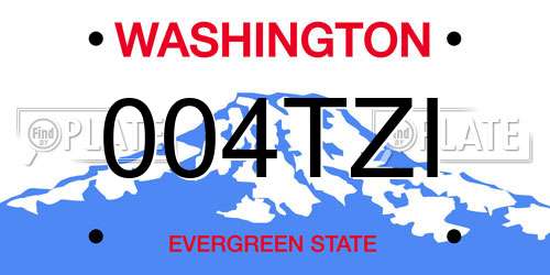 004TZI Washington License Plate