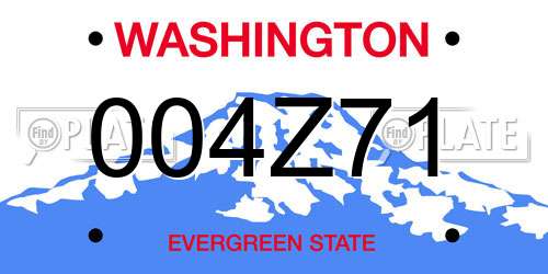 004Z71 Washington License Plate