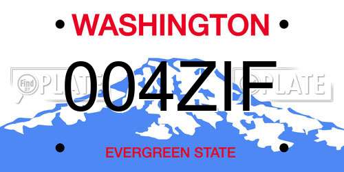 004ZIF Washington License Plate