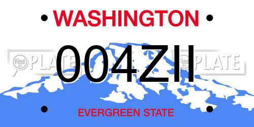 004ZII Washington License Plate