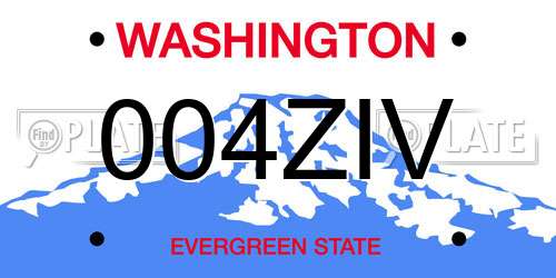 004ZIV Washington License Plate