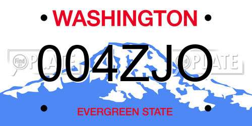 004ZJO Washington License Plate