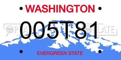 005T81 Washington License Plate