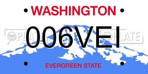 006VEI Washington License Plate