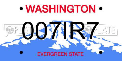 007IR7 Washington License Plate