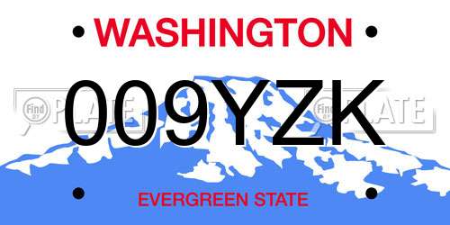 009YZK Washington License Plate