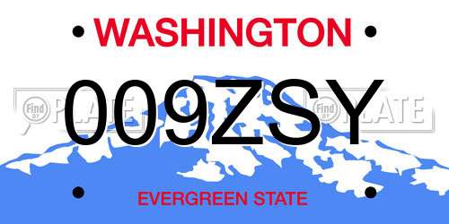 009ZSY Washington License Plate