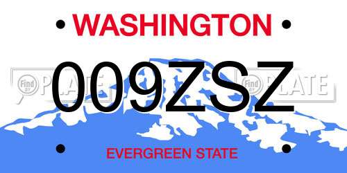 009ZSZ Washington License Plate