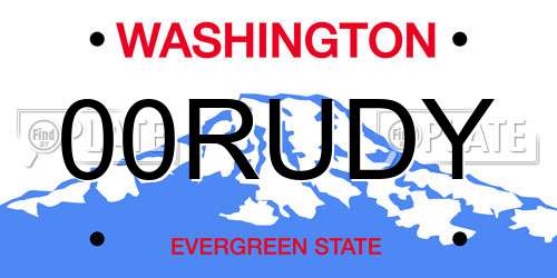 00RUDY Washington License Plate