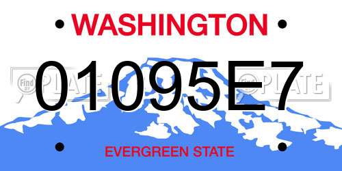 01095E7 Washington License Plate