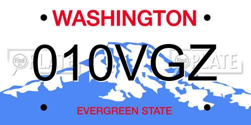 010VGZ Washington License Plate