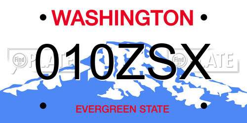 010ZSX Washington License Plate
