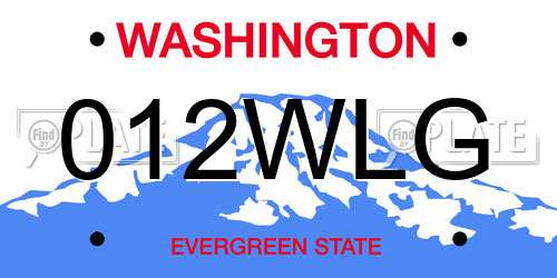 012WLG Washington License Plate