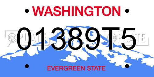 01389T5 Washington License Plate