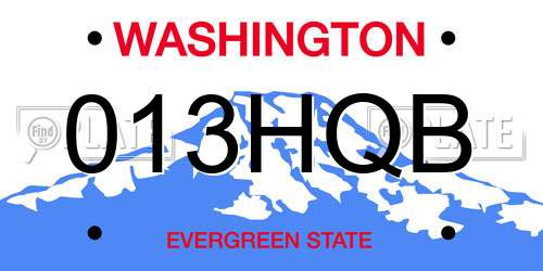 013HQB Washington License Plate