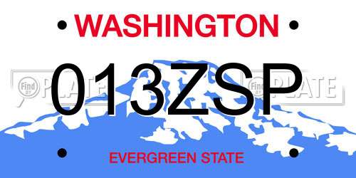 013ZSP Washington License Plate