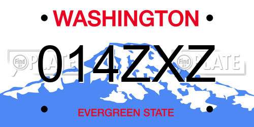 014ZXZ Washington License Plate