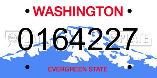 0164227 Washington License Plate
