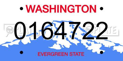 0164722 Washington License Plate