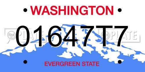 01647T7 Washington License Plate