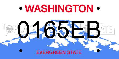 0165EB Washington License Plate