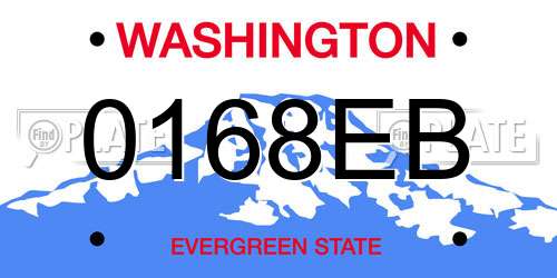 0168EB Washington License Plate