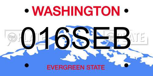 016SEB Washington License Plate
