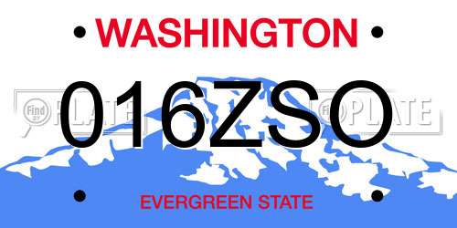 016ZSO Washington License Plate