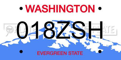 018ZSH Washington License Plate
