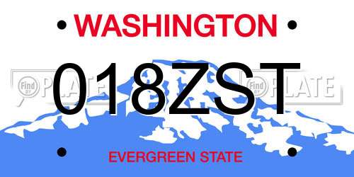 018ZST Washington License Plate