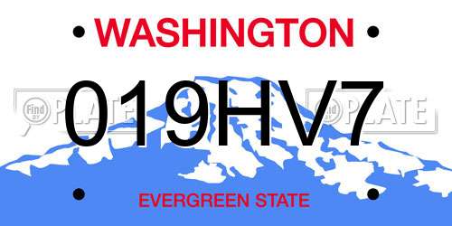 019HV7 Washington License Plate