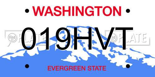 019HVT Washington License Plate