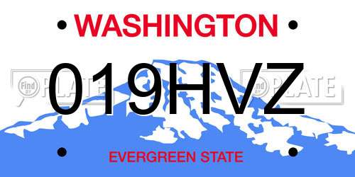 019HVZ Washington License Plate