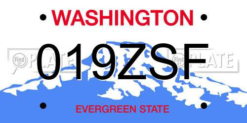 019ZSF Washington License Plate