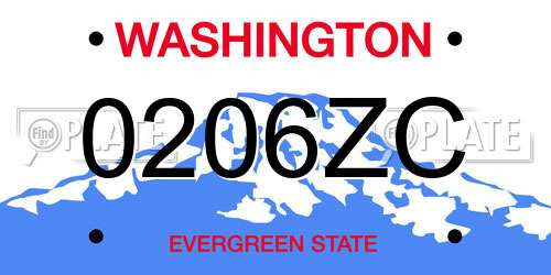0206ZC Washington License Plate