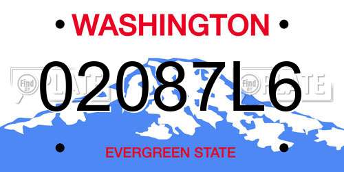02087L6 Washington License Plate
