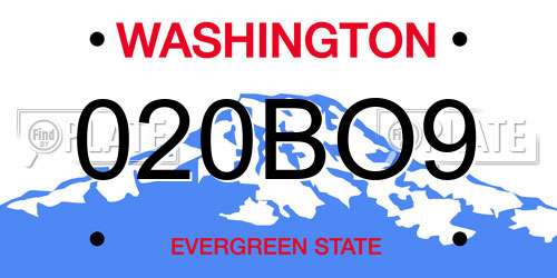 020BO9 Washington License Plate