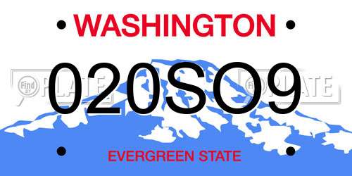 020SO9 Washington License Plate