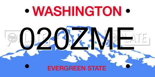 020ZME Washington License Plate