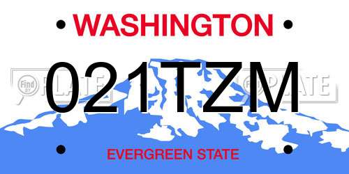 021TZM Washington License Plate