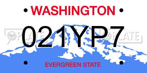 021YP7 Washington License Plate