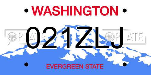 021ZLJ Washington License Plate