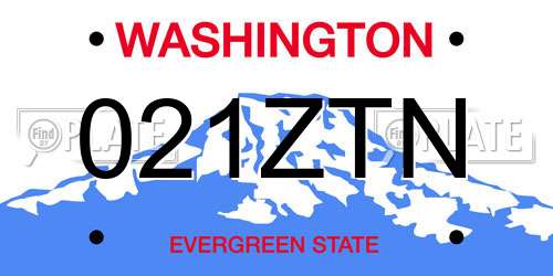 021ZTN Washington License Plate