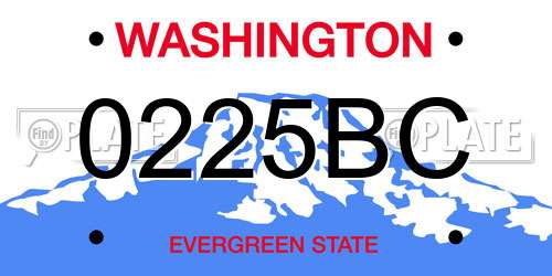 0225BC Washington License Plate