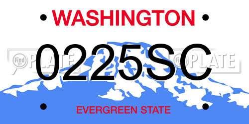 0225SC Washington License Plate