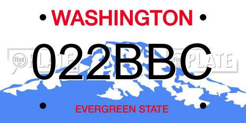 022BBC Washington License Plate