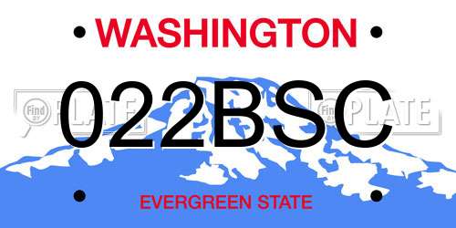 022BSC Washington License Plate