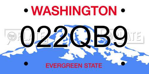 022QB9 Washington License Plate